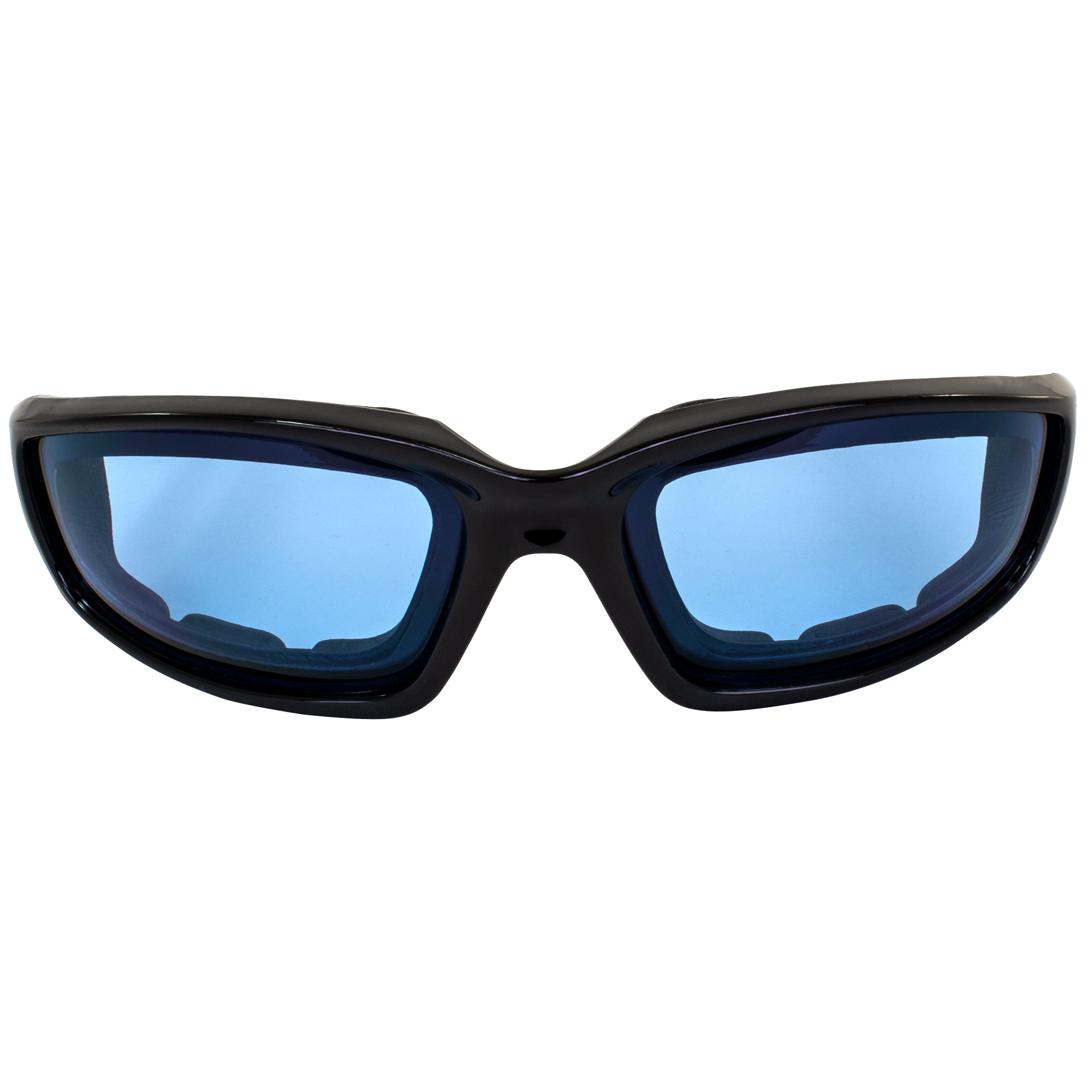 Black Frame/Blue Lens Birdz Eyewear Oriole Padded Motorcycle Glasses 799493898330 
