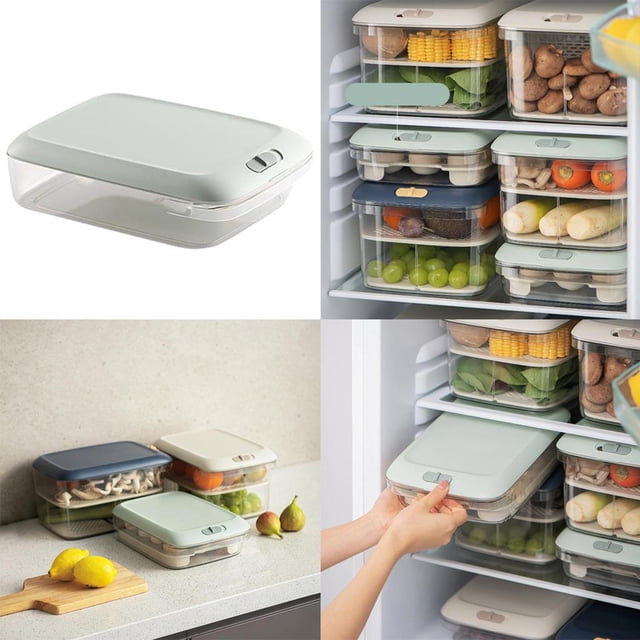 de almacenamiento para refrigerador Produce Saver organizadores de refrigerador apibles con bandeja de drenaje extraíble B perfecl Contenedores de almacenamiento de nevera