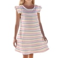 thumbnail image 1 of Vêtements de Nuit d'Été pour Filles, Robe de Nuit Décontractée à Rayures pour Tout-Petits et Enfants 3 10, Tenue d'Intérieur Confortable Sans Manches à Manches Courtes, 1 of 3