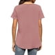 thumbnail image 3 of Camiseta de mujer simple con rayas verticales de corte holgado y manga corta con cuello en V de color puro para el verano, 3 of 6