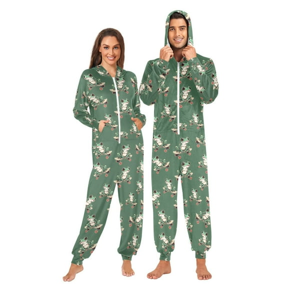 joogoo Frog on Skateboard Unisex Adults Onesies Pajamas Jumpsuits L