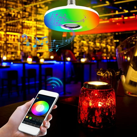 

UHUYA E27 Screw Lamp Holder Colorful LED Flying Saucer Lamp Household RGB Remote Control Bluetooth Audio Lamp Intelligent Music Bulb Lamp