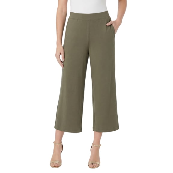 Roaman's Women's Plus Size Ultra Drape Wide-Leg Pull-On Capri Pants