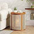 thumbnail image 3 of LiviNest Round End Table: Rattan Woven Side Table with Storage - Rubber Wood Nightstand for Living Room & Bedroom Small Space Decor, 3 of 6