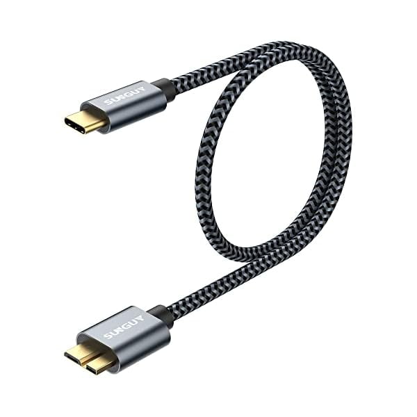 Quyaojz 10Gbps Micro B to USB C Hard Drive Cable 1.6FT, USB 3.1 High-Speed External Hard Drive USB C Cable for iPhone 16/15 Series, MacBook Pro/Air, iPad, WD Toshiba Westgate Seagate