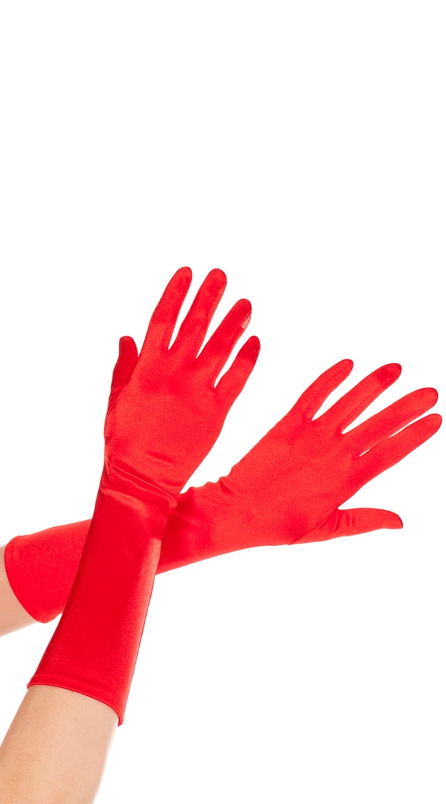 red satin gloves