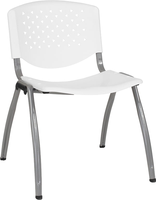 EMMA Guest Chair OLIVER Home and Office Black Plastic Stack Chair with Perforated Back 