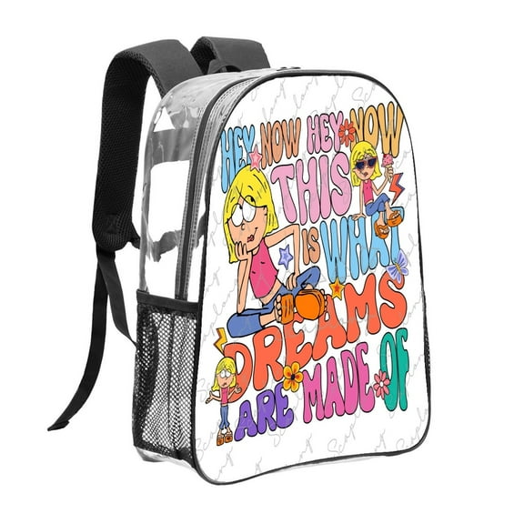 Lizzie Mcguire Banner Pattern Transparent Backpack Lightweight And fashionable Showcasing Personality And Leading The Trend