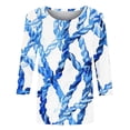 thumbnail image 5 of Charella Women's Casual 3/4 Sleeve T-Shirts Fashion Printed Crew Neck Tunic Tops Basic Tees Loose Fit Blouses (XL, Blue), 5 of 5