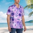 thumbnail image 5 of Haiem Violet Printed Hawaiian Shirt for Men - Men’s Casual Beach Summer Shirts - Stretch Fabric with Modern Fit-Small, 5 of 9