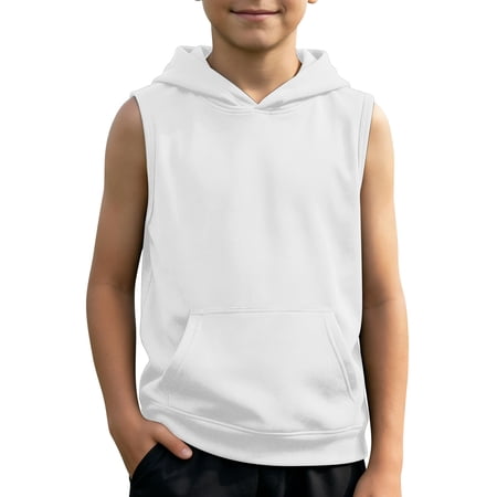 Boys Sleeveless Hoodie Tank Top for Kids Toddler Muscle T Shirts Casual Summer Tops