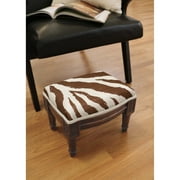 123 Creations Chocolate Zebra Print Footstool with wood stained finish