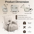 thumbnail image 5 of LAZZO Power Recliner Chair, Swivel Rocking Nursery Glider with Adjustable Headrest and Armrests, USB Charging and Cup Holder, Beige, 5 of 9