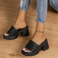 thumbnail image 4 of BLTIBY Women's Slippers High Heels Thick Heel Sandals Fashion Square Open Toe Block Slip-On Y2K Summer Comfortable Party Dress Shoes Black 42, 4 of 4
