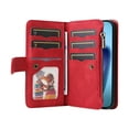 thumbnail image 3 of Dteck Wallet Case for iPhone 17 Air 6.6 Inch, 9-Card Holder Soft PU Leather Magnetic Flip Shoulder Strap Zipper Pocket Phone Case Fit for iPhone 17 Air,Red, 3 of 9
