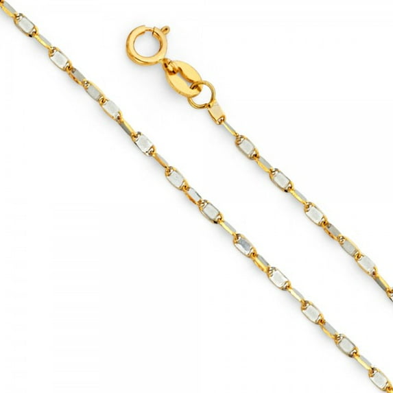 14K Gold 2 Tone 1.1mm Twisted Snail Chain : 18"