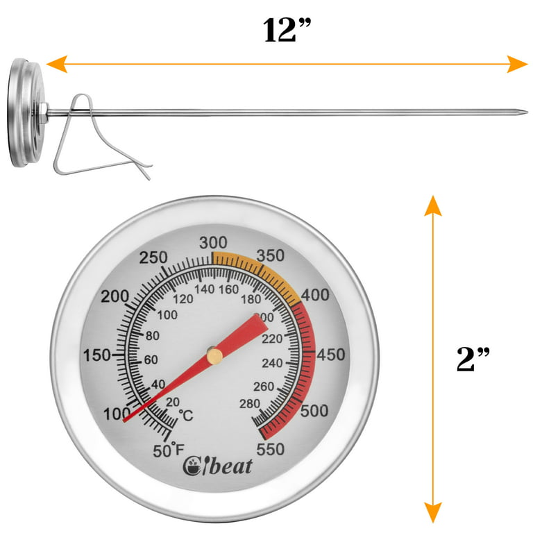 Deepfry/Candy Thermometer, 2 Dial, 12 Probe