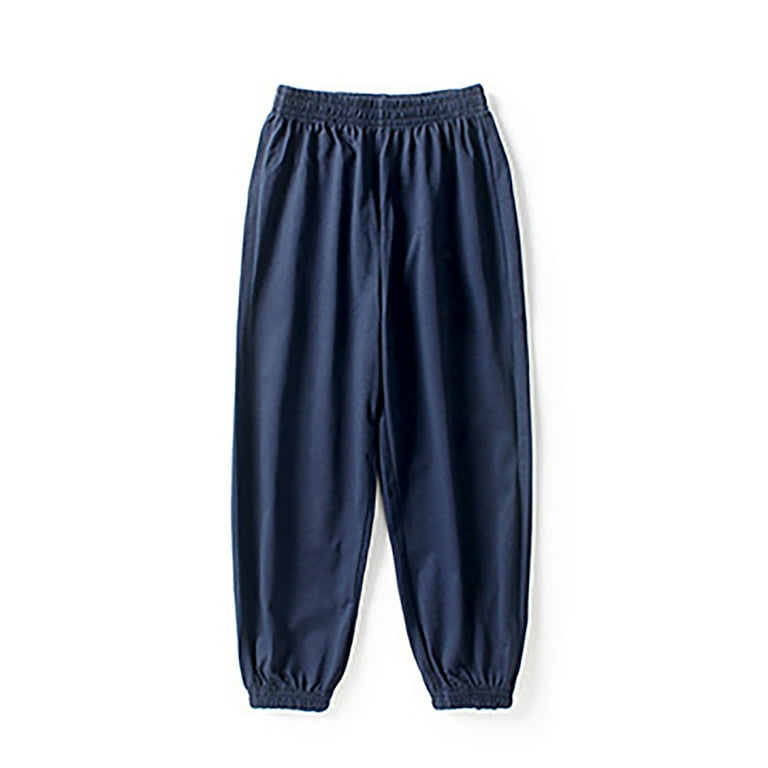 Teen Girl Sweatpants Loose Long Girls Wide Leg Pants Navy Joggers