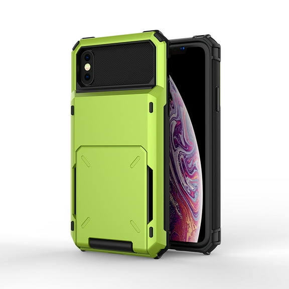 iPhone XS Max Case, Mantto Wallet Cover 5 Credit Card Slots Holder Flip Hidden Hard Rugged Dual Layer PC & TPU 2 in 1 Protection Hybrid Tough Back Armor Phone Skin For Apple iPhone XS Max, Green