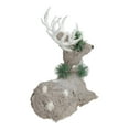 thumbnail image 3 of Northlight Sitting Sisal Reindeer with Wreath Christmas Figure - 12.75" - Gray, 3 of 4