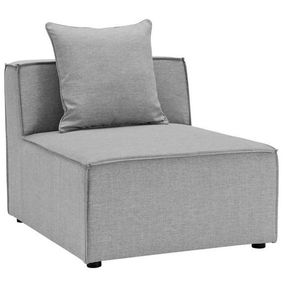 Modway Saybrook Outdoor Patio Upholstered Sectional Sofa Armless Chair in Gray