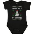 thumbnail image 3 of Inktastic Chillin' with My Snowmies Sweater Style Snowman Boys or Girls Baby Bodysuit, 3 of 5