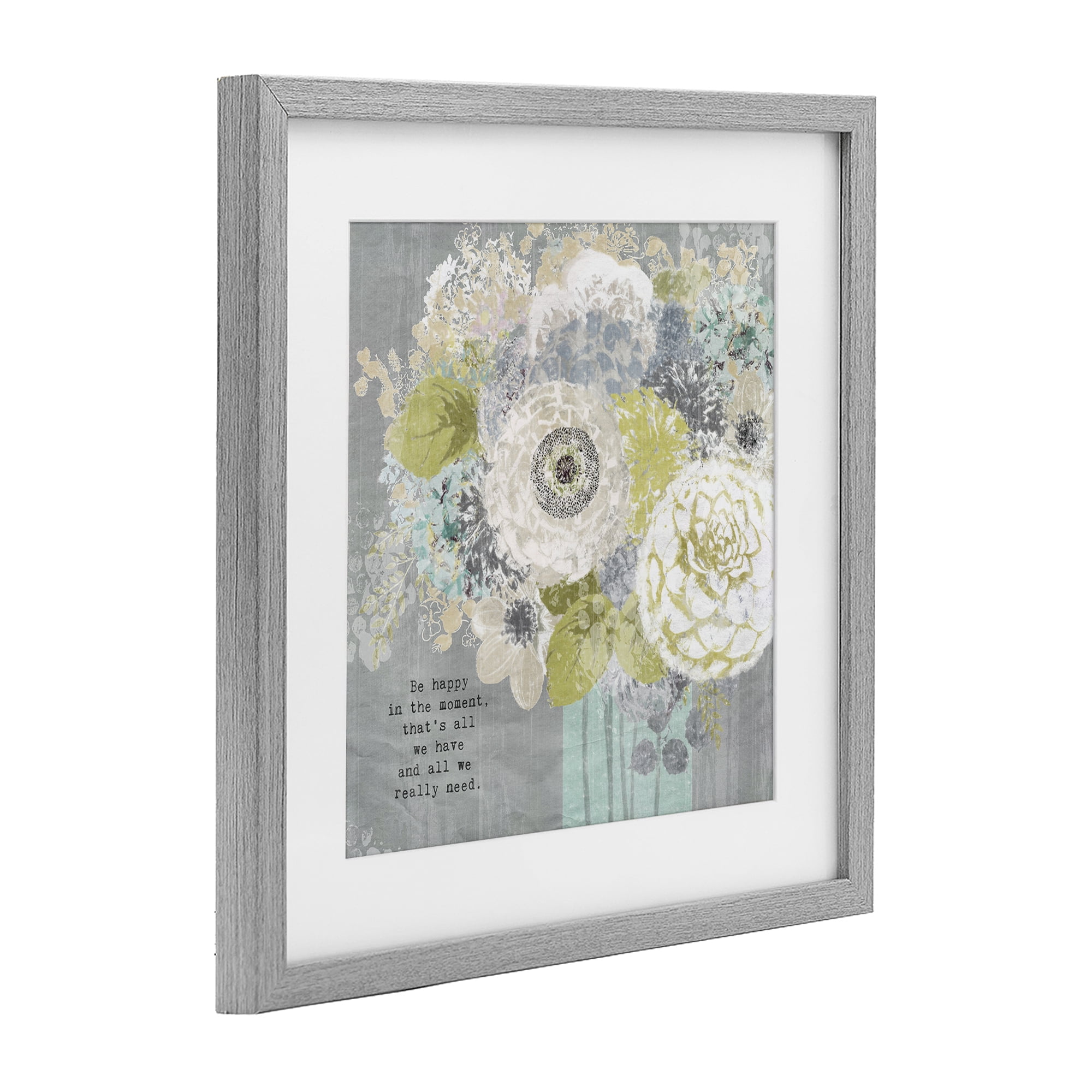 Stupell Industries Happy In The Moment Gray Framed Print Under Glass, design by Suzanne Nicoll