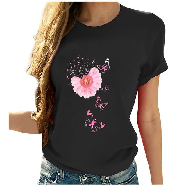 T-shirt à Manches Courtes Imprimé à Col Rond Décontracté pour Femme