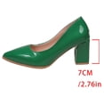 thumbnail image 6 of Green Green Pu High Heels For Women Casual Trendy Pointed Toe Block Heel Size 6.5 Us Foot Length 9.45 Inches, 6 of 9