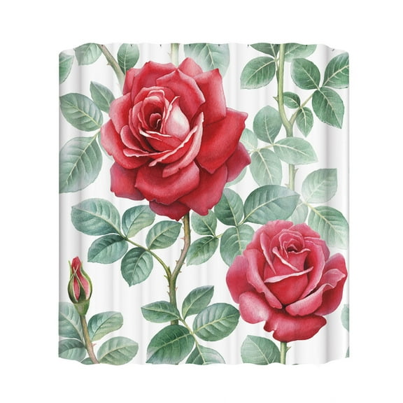 Guanhe Valentine's Day Shower Curtain, Boho Rose Floral Print Red Waterproof Shower Curtains Bathroom Accessories(71''x35.5'')