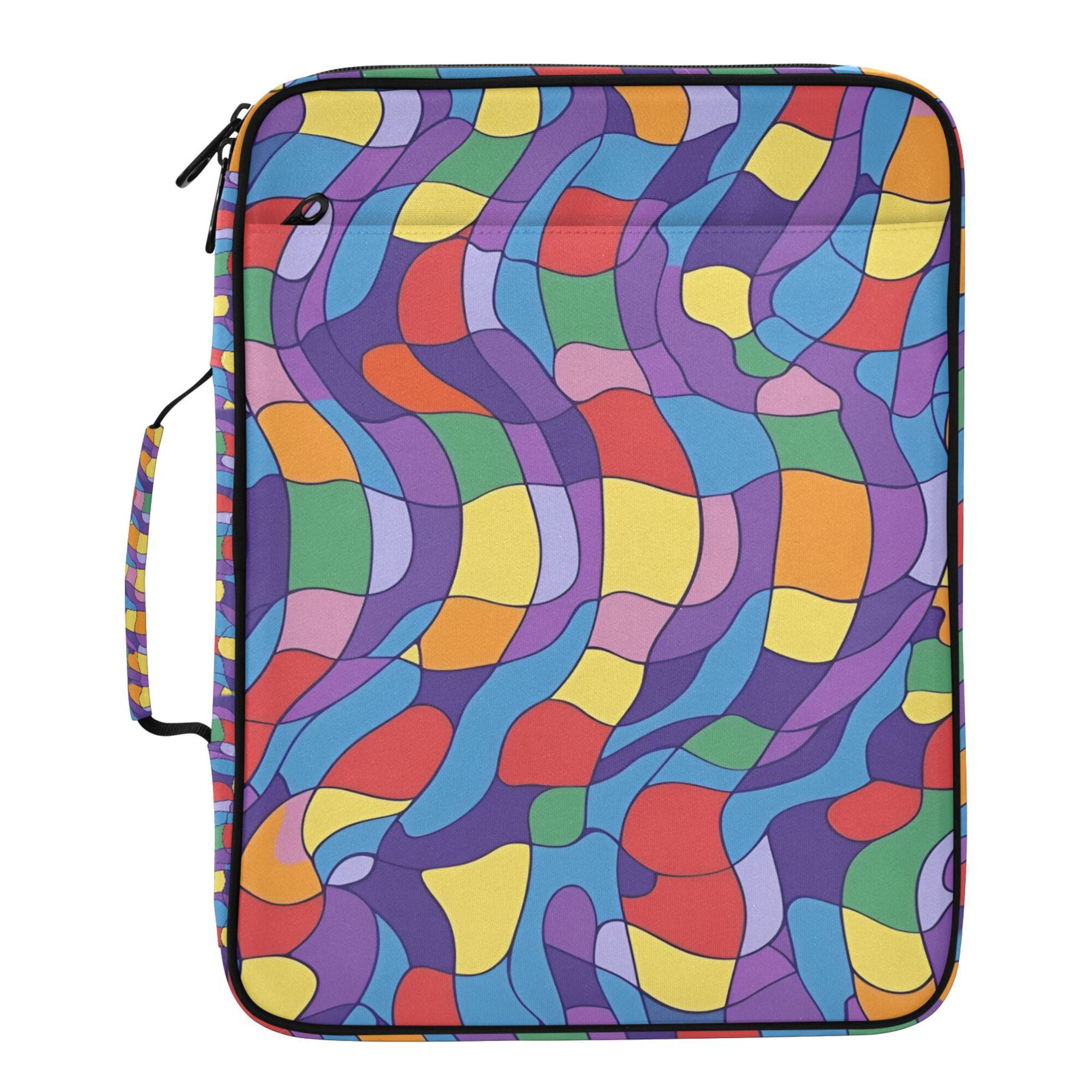 FORMRS Accordion File Folder A4 Size 7-Pocket Expanding Document Organizer Bag with 3 Ring Binder, Yellow Wavy Plaid