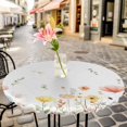 thumbnail image 4 of Spring Wildflowers Fitted Tablecloth with Elastic Edged, Round Table Cloth for Dining Table, Watercolor Rustic Flowers Floral Leaves Waterproof Oil Proof Table Cover for Indoor Outdoor 45"-54", 4 of 8