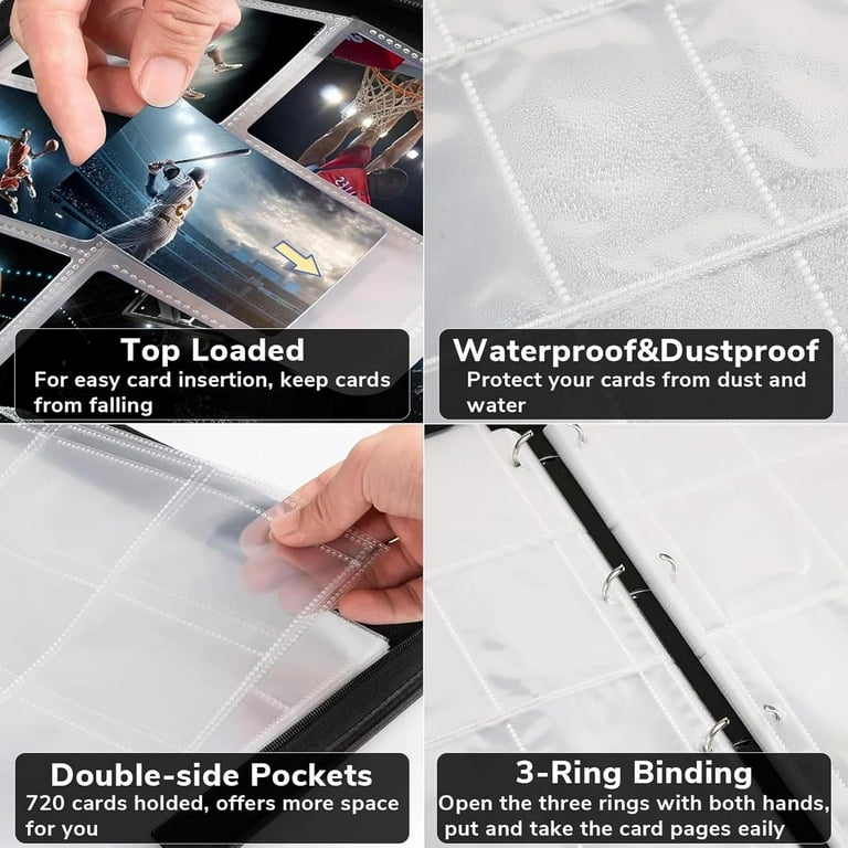 4 Pocket Card Binder, 400 Double Sided Pocket PU Collection Binder,Waterproof  Trading Card Album Holder,Zip Card Folder for YuGiOh, MTC, TCG, Game Cards  & Sports Cards - Walmart.com