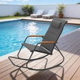 thumbnail image 3 of Ktaxon Outdoor Rocking Chair with Padded Headrest, Footrest & Plastic Wood Armrest, Textilene Seat, for Patio, Balcony, Backyard, Black, 3 of 7