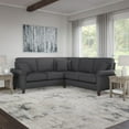 thumbnail image 2 of Coventry 87W L Shaped Sectional Couch in Charcoal Gray Herringbone Fabric, 2 of 11