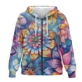 thumbnail image 4 of Renewold Bohemian Flower Yellow Blue Womens Full Zip Hooded Sweatshirts Hoodies Pullover Jackets Drop Shoulder Long Sleeve Y2K Athletic Jackets Top Sweatshirt Hoodie Winter Fall Preppy Clothes, S, 4 of 7