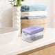 thumbnail image 3 of Estante de jabón, bandeja de almacenamiento de gran capacidad con resorte integrado, organizador a prueba de polvo para baño, inodoro, ducha de Hotel, Púrpura transparente Macarena Jabonera, 3 of 8