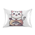 thumbnail image 7 of Yayeee Pillowcase Standard Size Set of 2 Satin Wrinkle Resistant Pillow Case, White Cute Cat, 7 of 7
