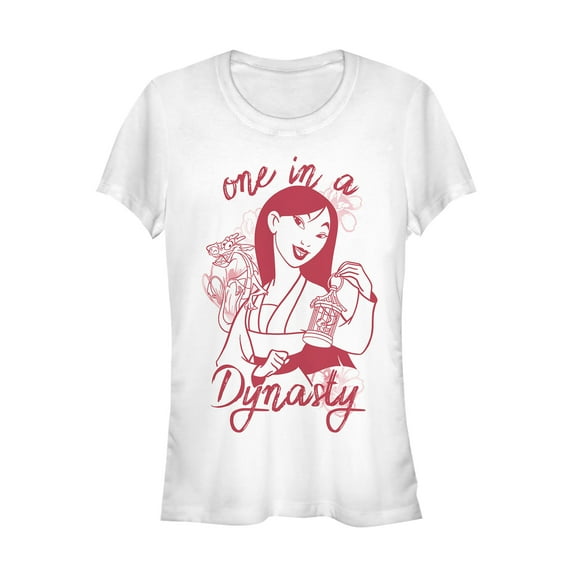 Junior's Mulan Valentine One in a Dynasty  Graphic Tee White Medium