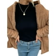 thumbnail image 6 of TWZH Women Solid Color Long Sleeve Fleece Cardigan Top with Pockets, 6 of 7