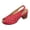 Red, variant on Rokment Women's Platform Dress Sandals for Ladies Summer Fashion Casual Leather Hollow out Fish Mouth Open Toe Chunky Block Mid Heel Slingback Sandals Beige Size 6.5