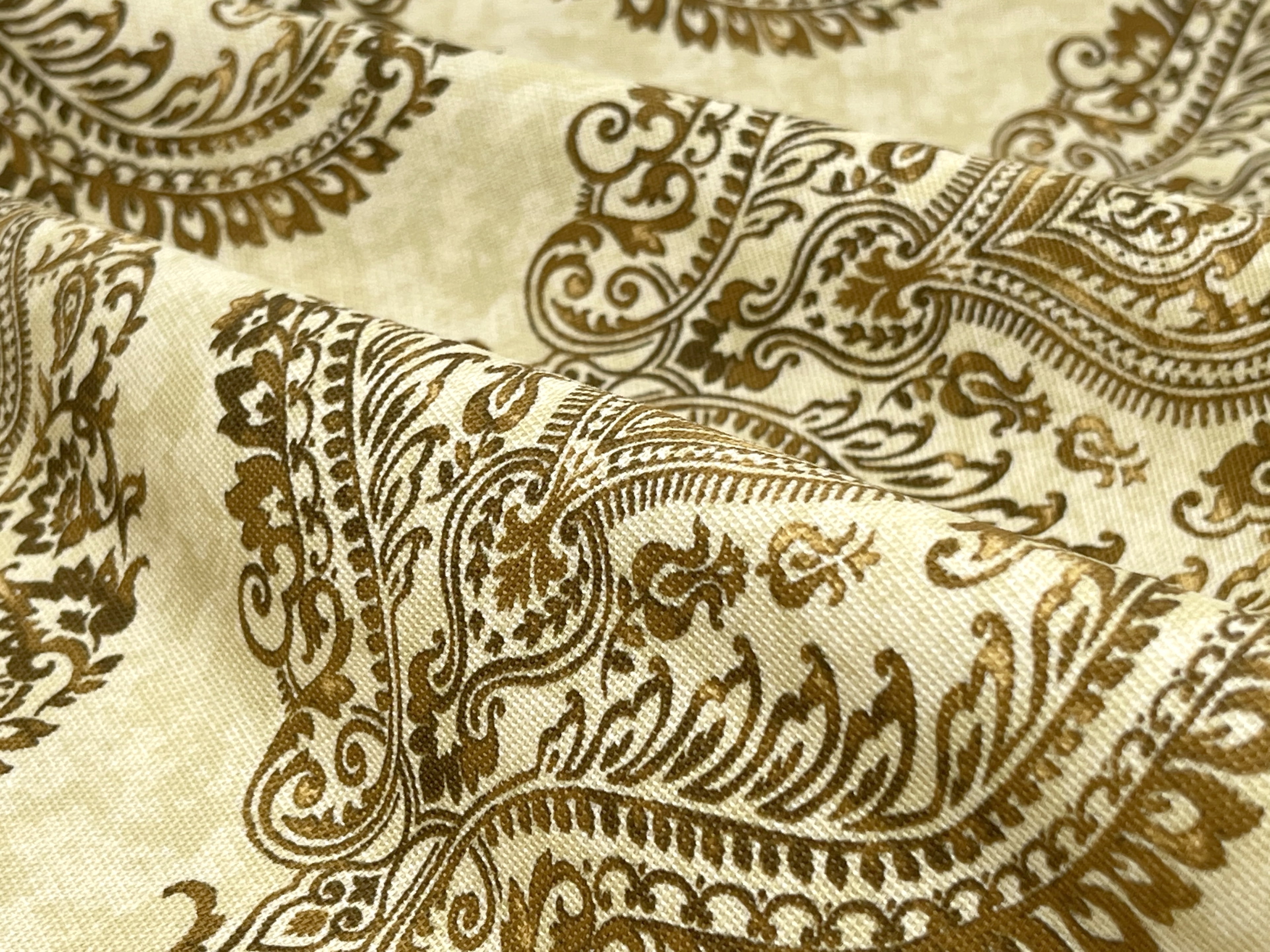 Waverly Inspirations By the Yard 100% Cotton Fabric, Damask, Beige and Brown, 45" Wide for Quilting & Sewing