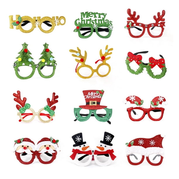 Moyic Marco de gafas de árbol de Navidad de Papá Noel, 12 unidades, gafas de Feliz Navidad, regalo para niños, gafas de muñeco de nieve de Papá Kits de decoración para fiestas No.02 Moyic HA008260-02