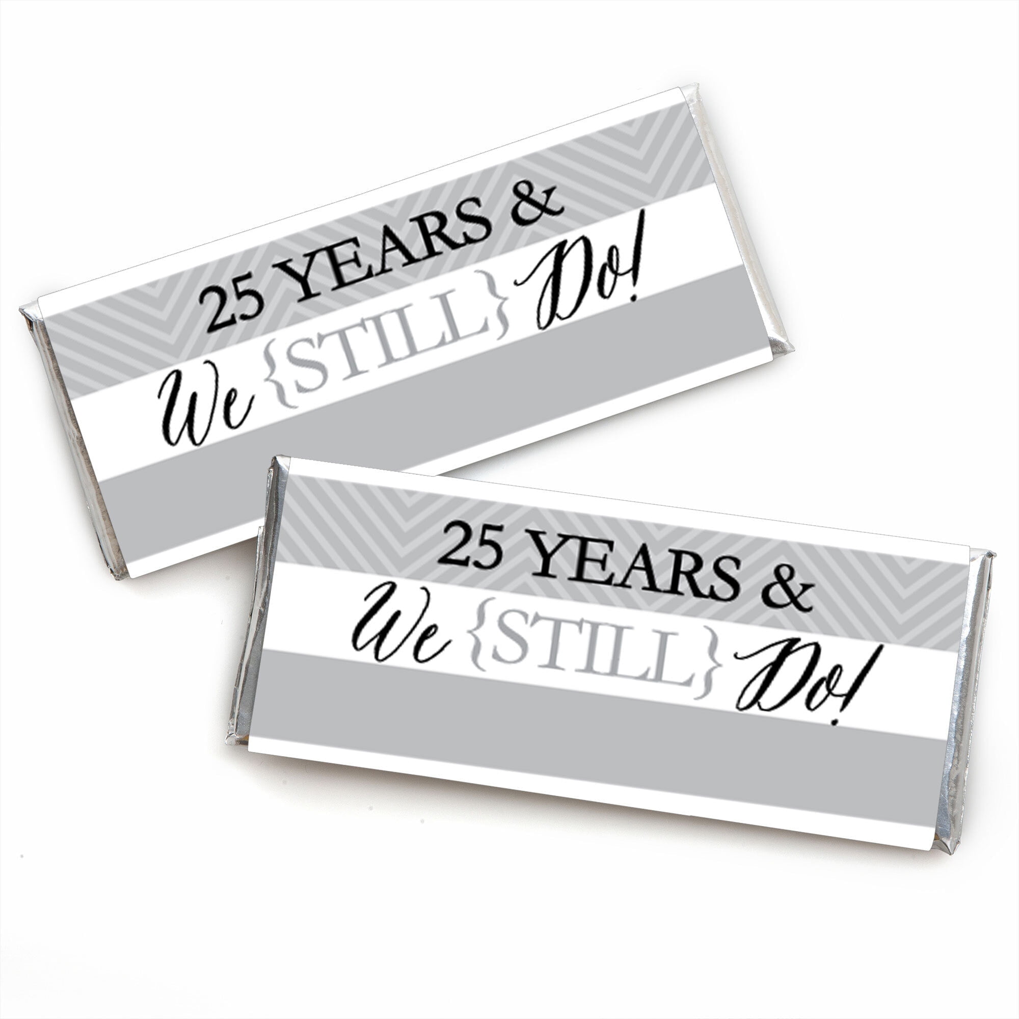 We Still Do - 25th Wedding Anniversary - Candy Bar Wrappers Favors - Set of 24