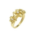 thumbnail image 5 of Yellow gold plated sterling silver 925 Hawaiian 3 cz plumeria flower ring size 8, 5 of 6