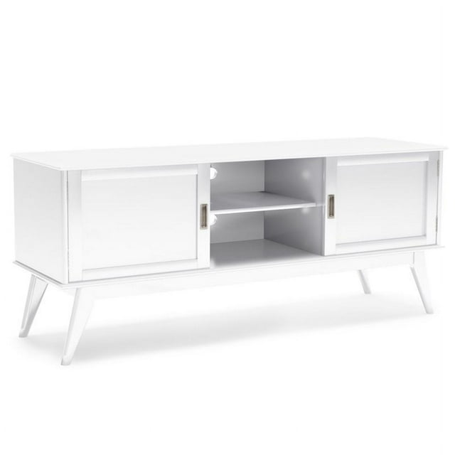 Allora Meuble TV en Bois Style Mid-Century Modern 60 Pouces Blanc
