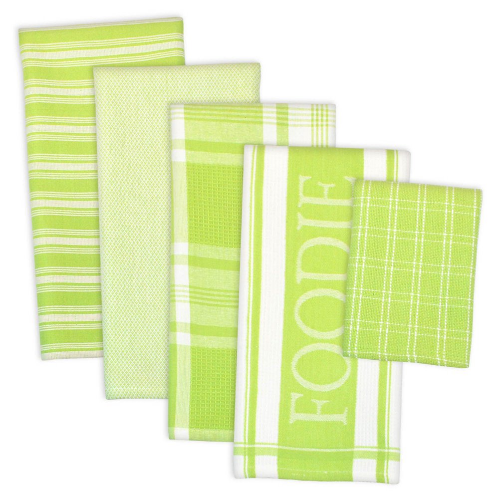 Set of 5 Green Dish Cloths and Dish Towels 28" x 18"