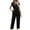 Black, variant on Womens Rompers for Summer Sleeveless V Neck Cropped Lace Up Jumpsuit
