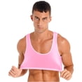 thumbnail image 2 of inhzoy Mens Sleeveless Y Back Half Crop Tank Top Muscle Tee T-Shirts Fitness Gym Sports Bra Vest Pink L, 2 of 8
