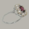 thumbnail image 3 of LBG British Made 18k White Gold Natural Garnet & Cultured Pearl Womens Statement Ring - 33 size options - Size 5.75, 3 of 6